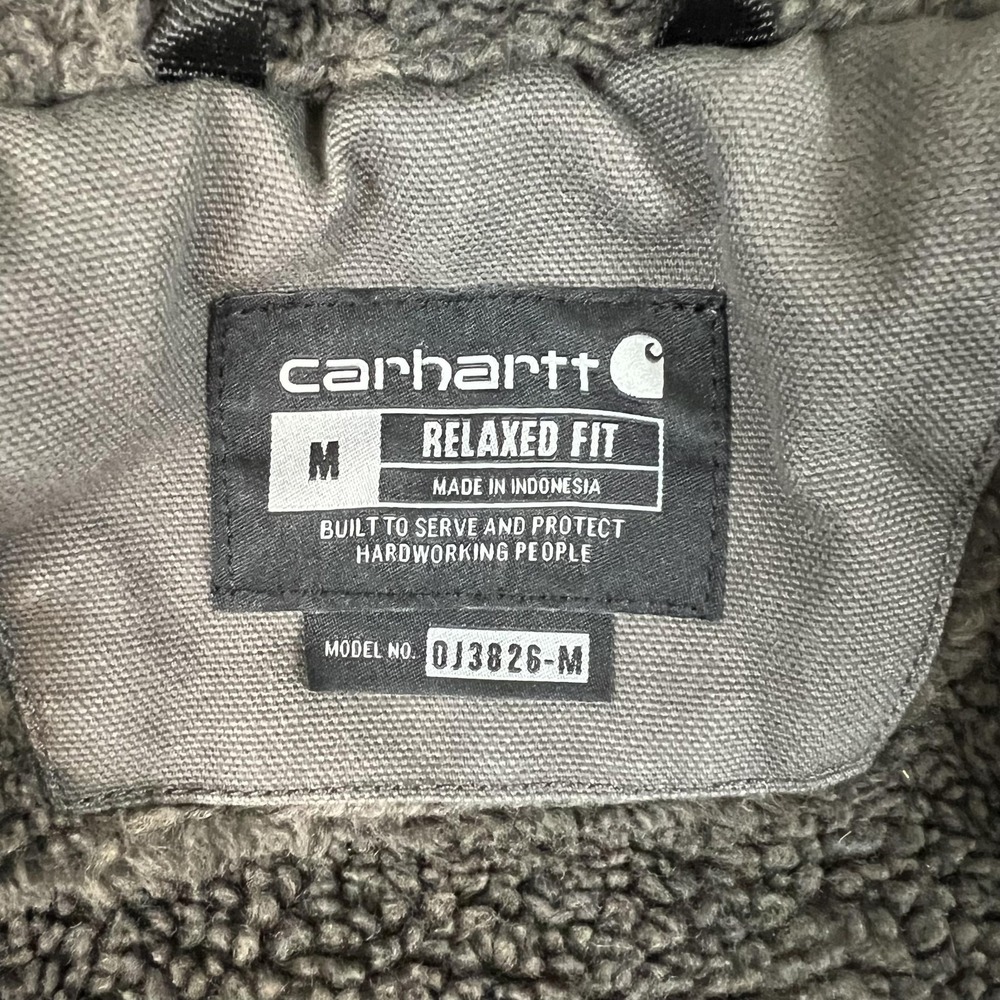 Carhartt Jacket Mens Medium Gray Hooded Sherpa Lined Full Zip Relaxed OJ3826-M - Picture 7 of 13